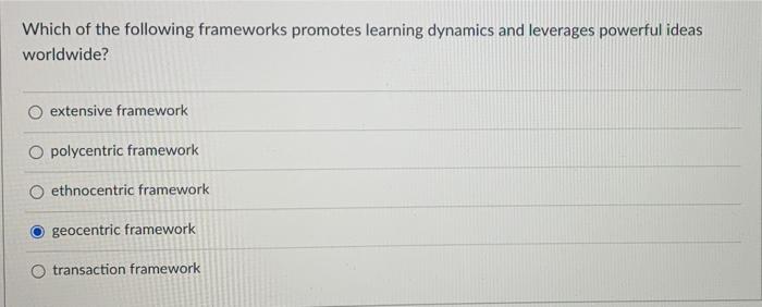 Which of the following frameworks promotes
