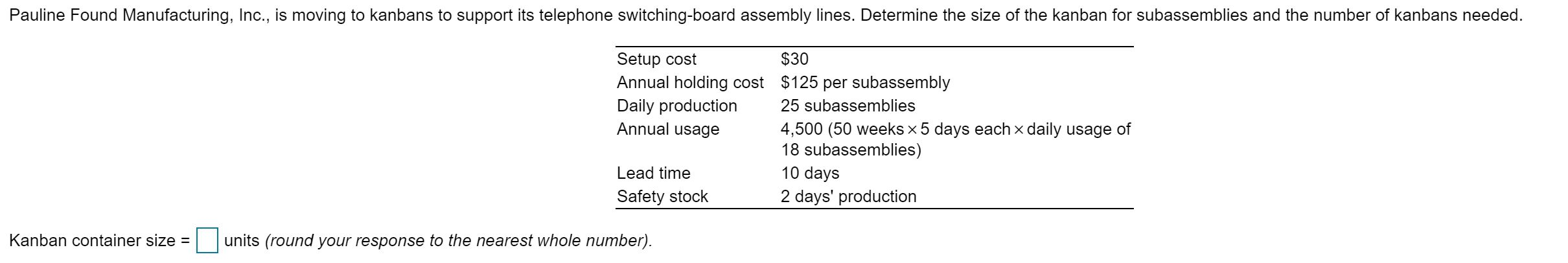 Kanban container size = units (round your