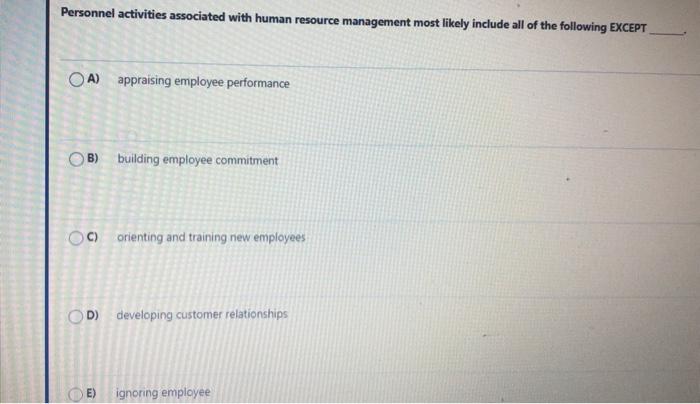Personnel activities associated with human