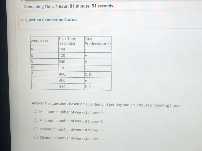fast please Remaining Time: 1 hour, 01 minute, 31