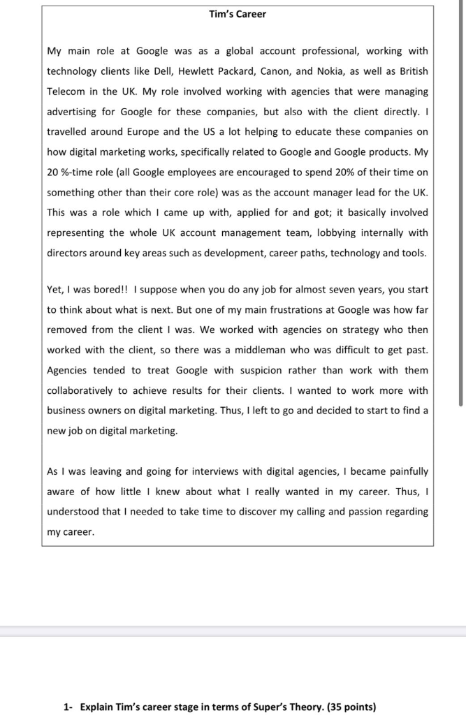 Tim's Career My main role at Google was as a