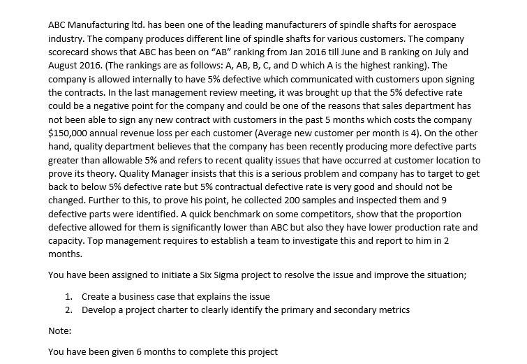 ABC Manufacturing Itd. has been one of the