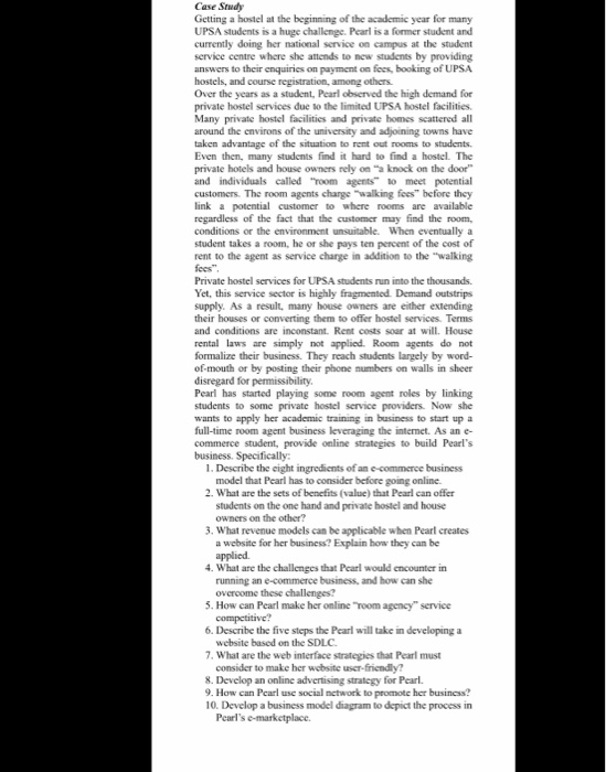 Case Study Getting a hostel at the beginning of