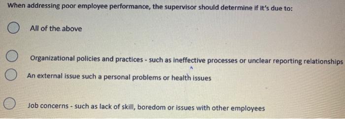 If you were replacing an ineffective performance