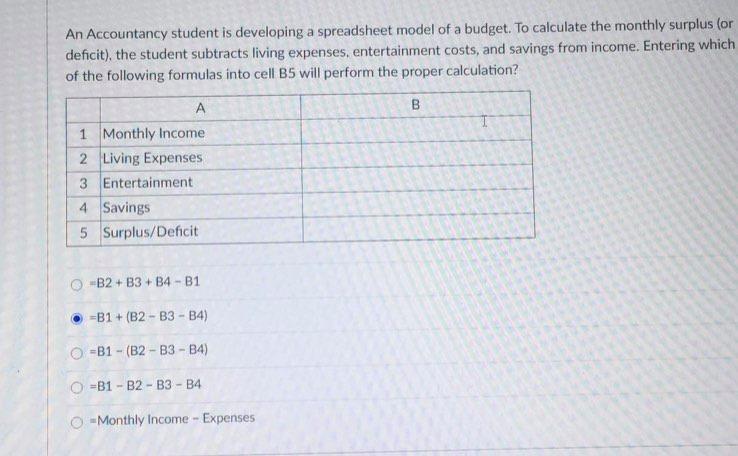 An Accountancy student is developing a