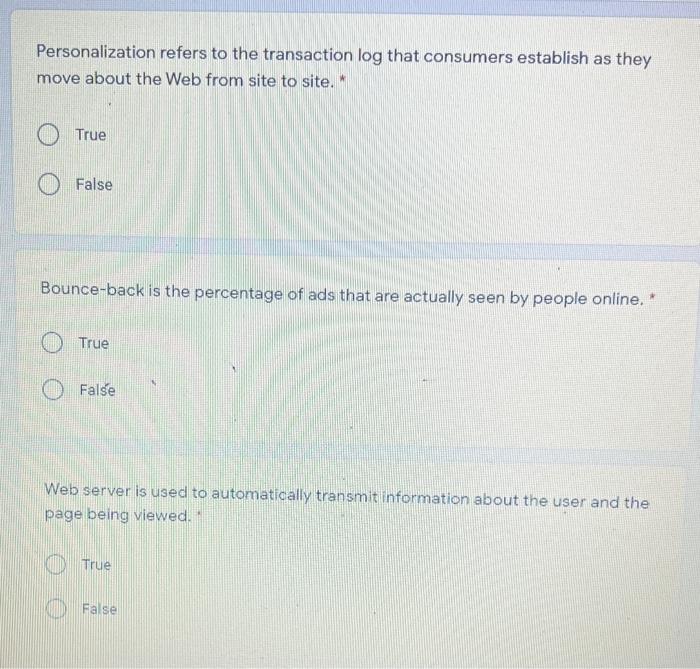 Personalization refers to the transaction log