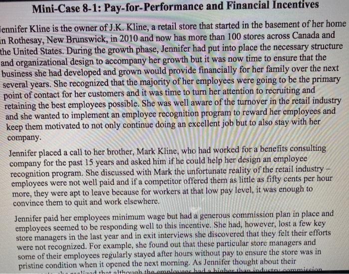Mini-Case 8-1: Pay-for-Performance and Financial