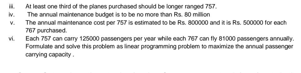 Use Excel : SOLVER An airline owns an aging fleet