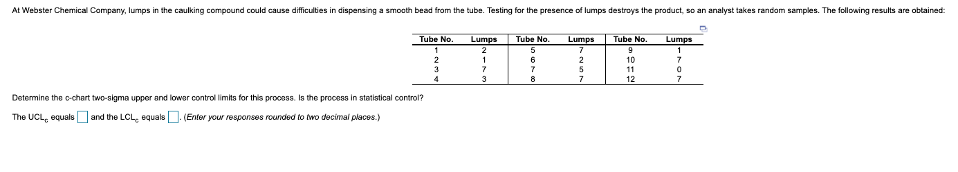 At Webster Chemical Company, lumps in the