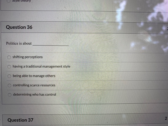 Style theory Question 36 Politics is about