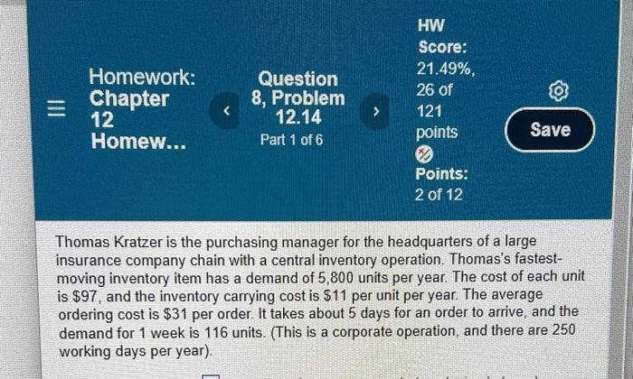 Question 8. Part 1-6. Please show each step on