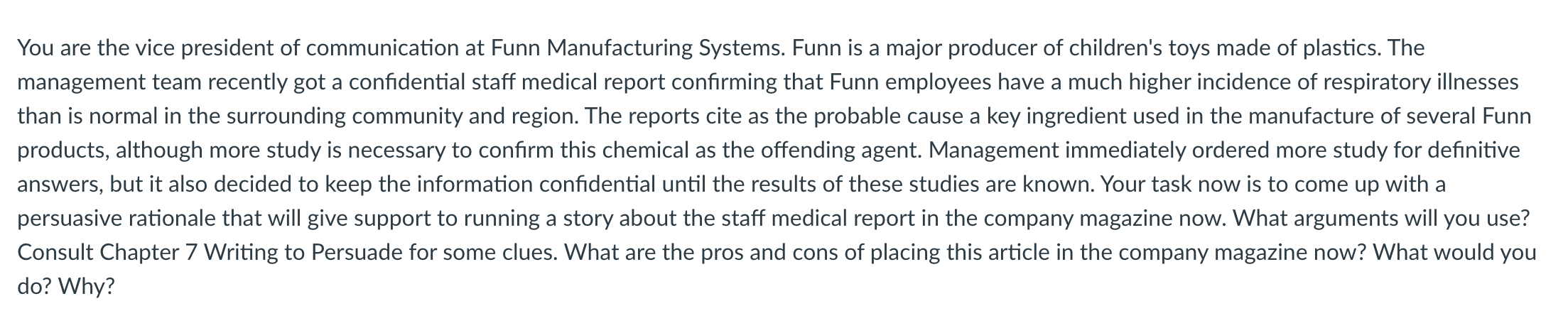 You are the vice president of communication at