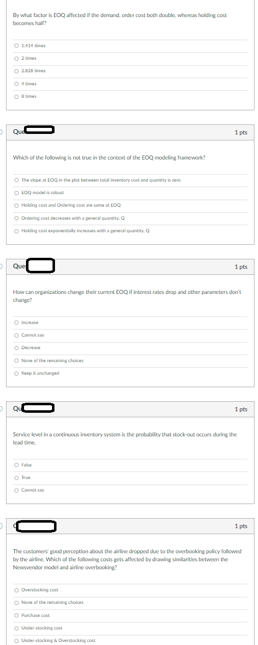 By what factor is EOQ affected if the demand,