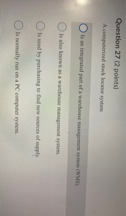 Question 27 (2 points) A computerized stock