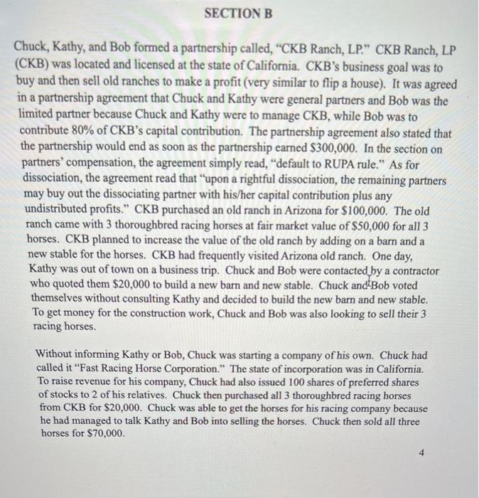SECTION B Chuck, Kathy, and Bob formed a