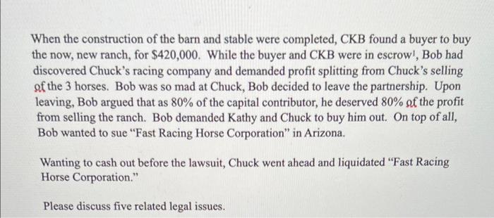 SECTION B Chuck, Kathy, and Bob formed a