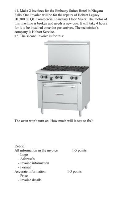 #2. The second Invoice is for this: The oven