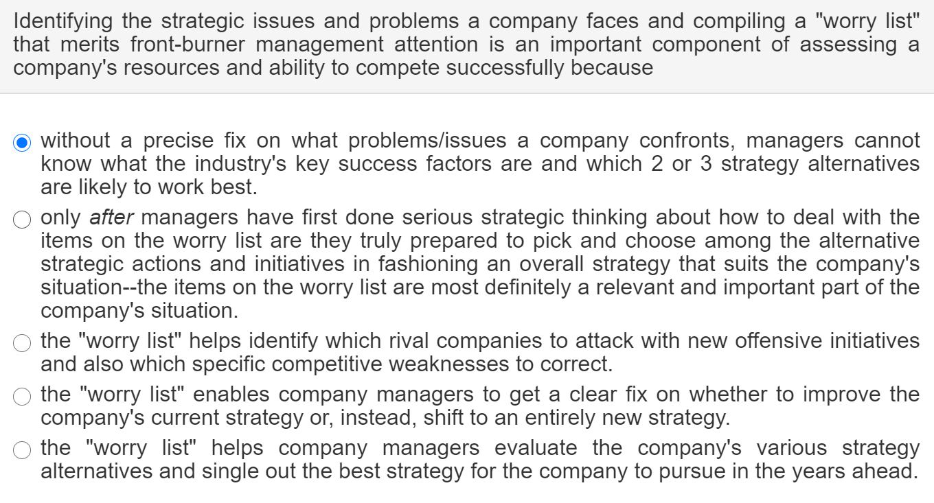 Identifying the strategic issues and problems a