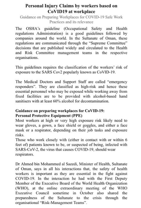 Personal Injury Claims by workers based on