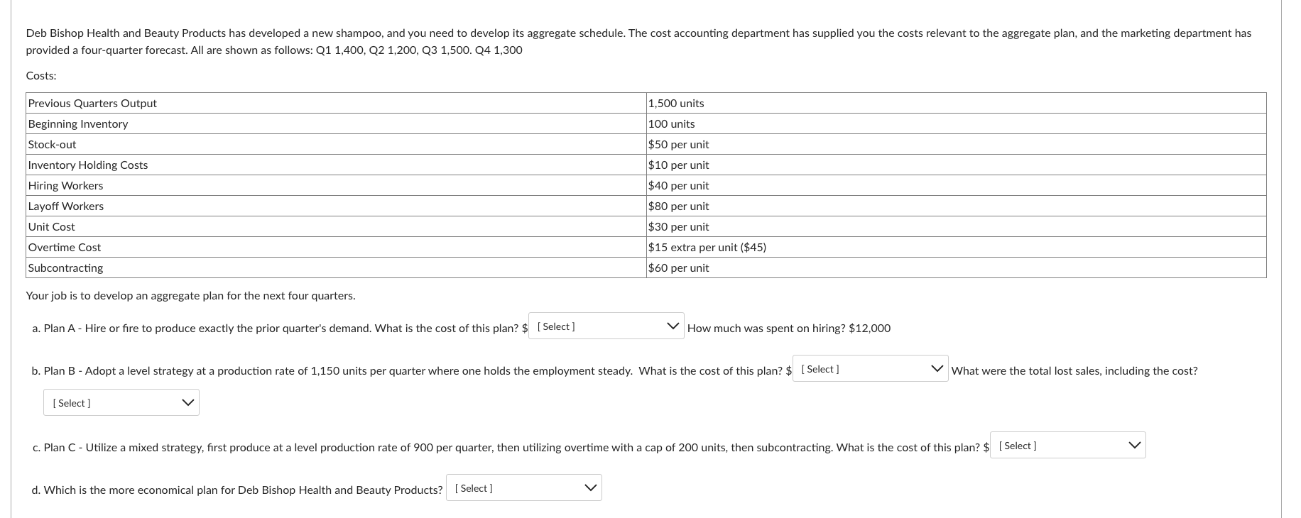 provided a four-quarter forecast. All are shown