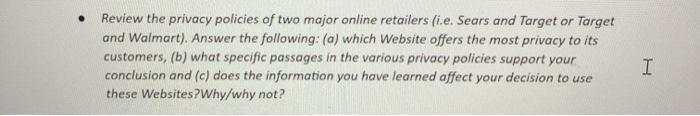 Review the privacy policies of two major online