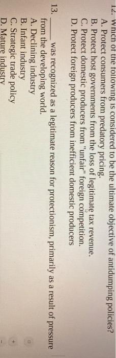 12. Which of the following is considered to be