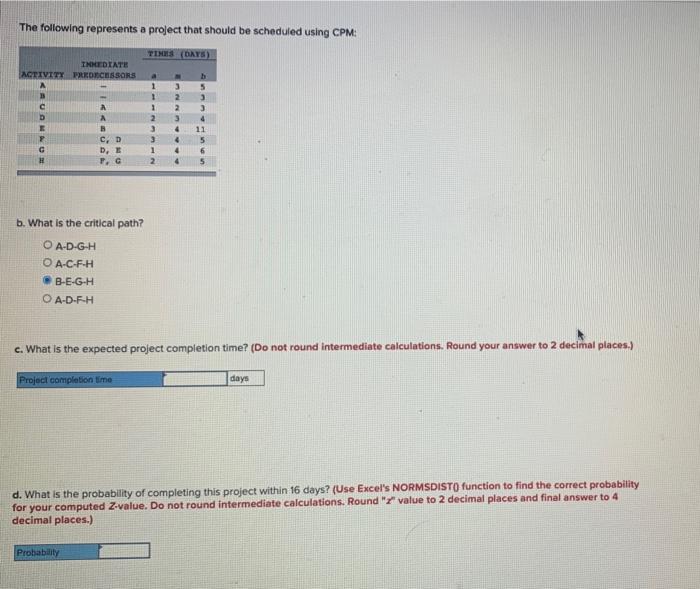 The following represents a project that should be