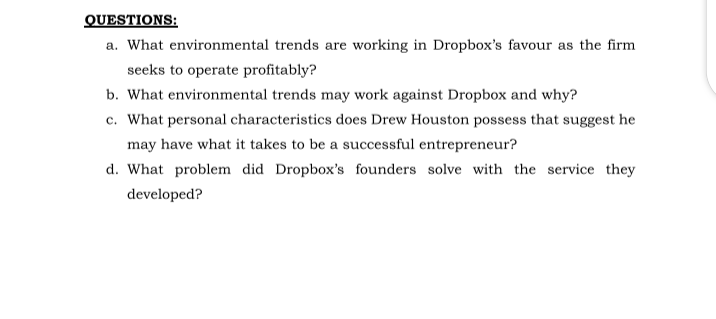 QUESTIONS: a. What environmental trends are