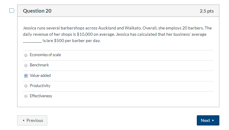 Question 20 2.5 pts Jessica runs several