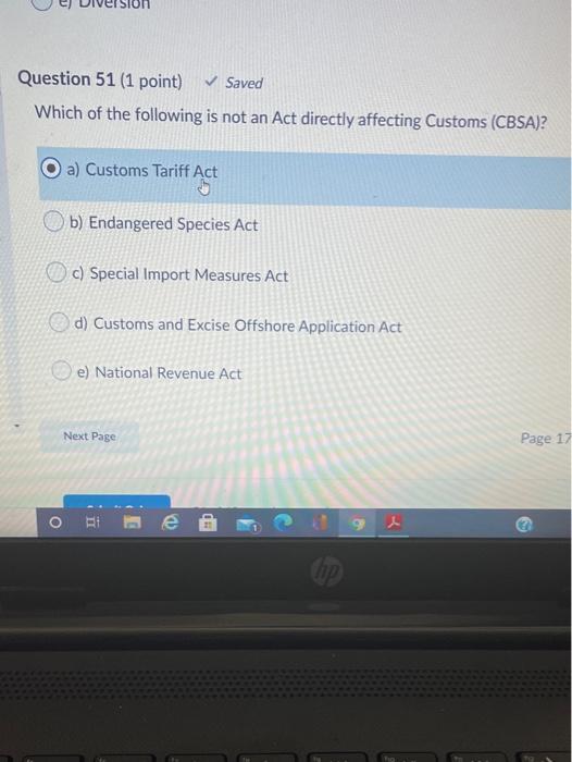 Question 51 (1 point) Saved Which of the