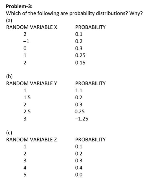 Problem-3: Which of the following are probability