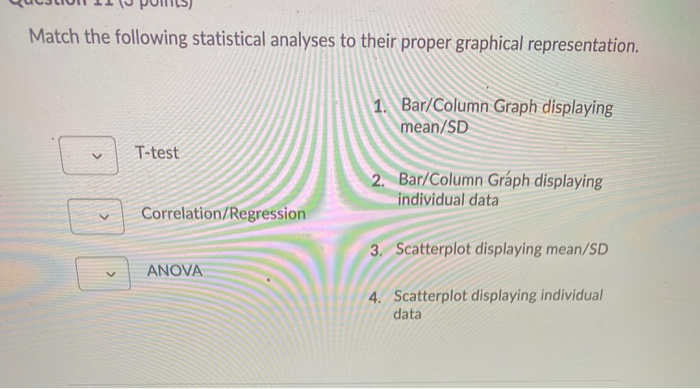 Match the following statistical analyses to their