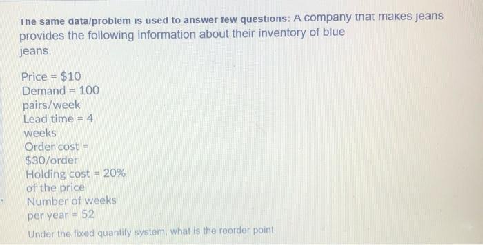 The same data/problem is used to answer few