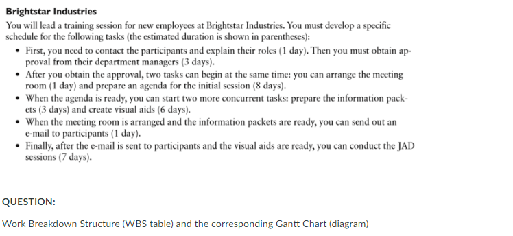If possible can you show the WBS and Gantt chart
