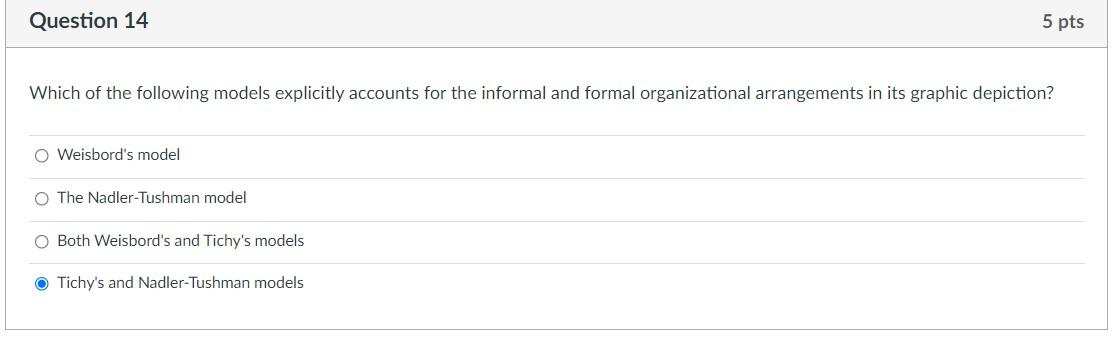 Question 14 5 pts Which of the following models