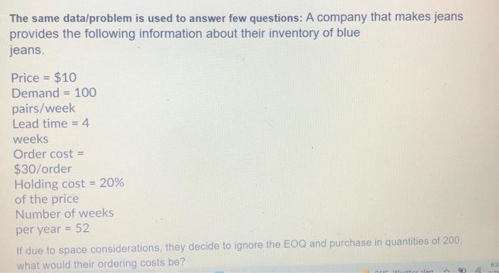 The same data/problem is used to answer few