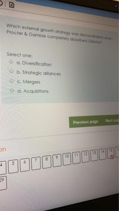 Which extemal growth strategy was demonstrated