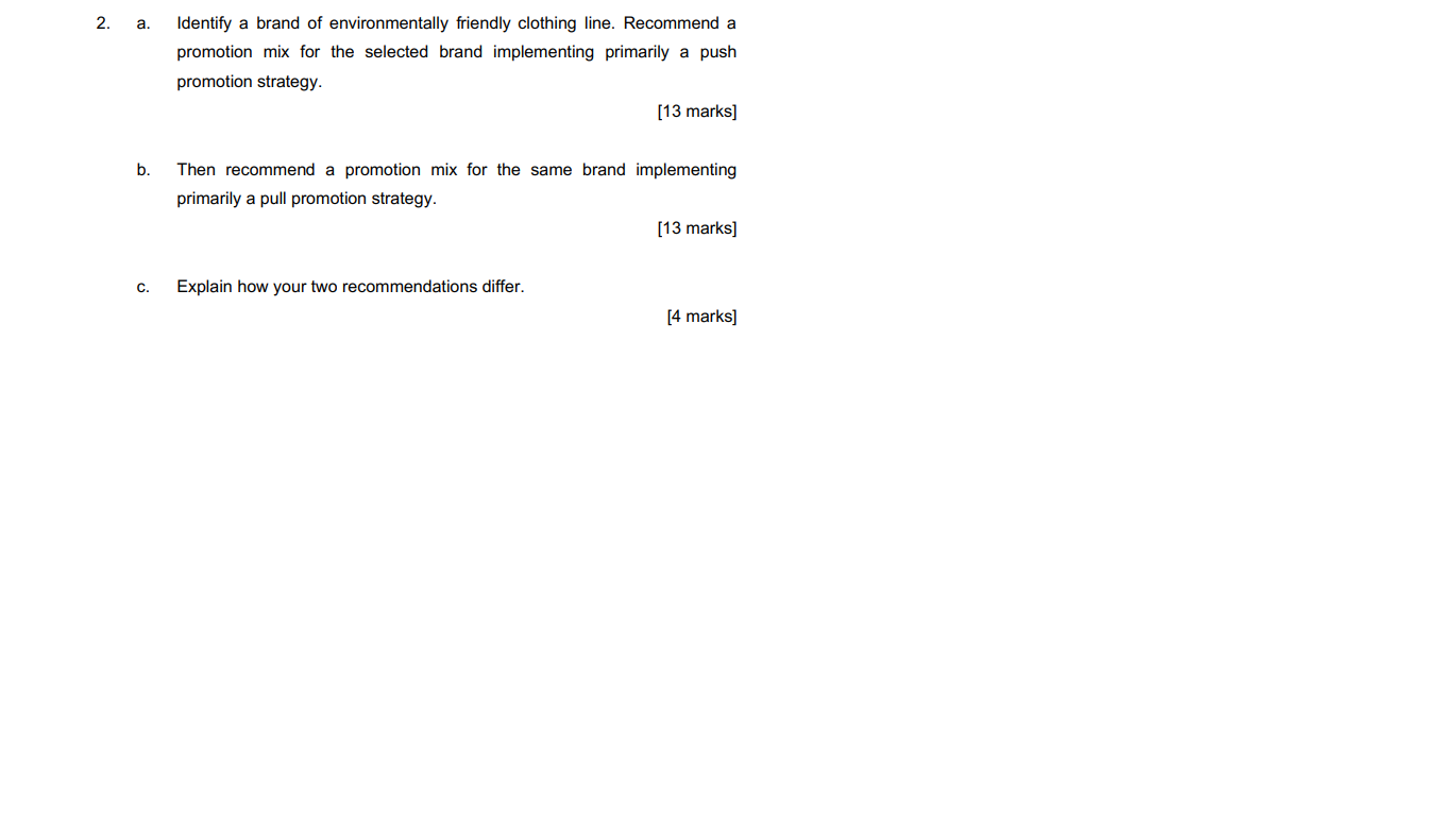 2. a. Identify a brand of environmentally