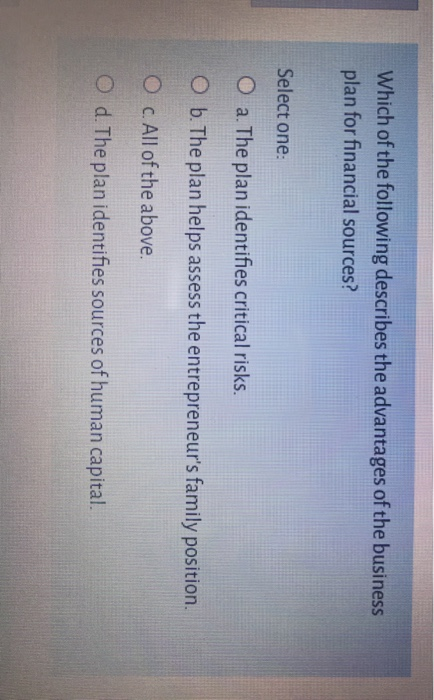 Which of the following describes the advantages