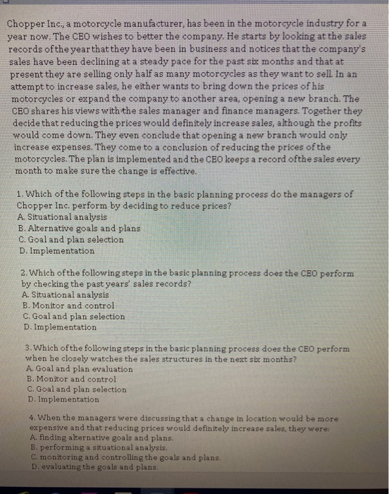 Chopper Inc, a motorcycle manufacturer, has been