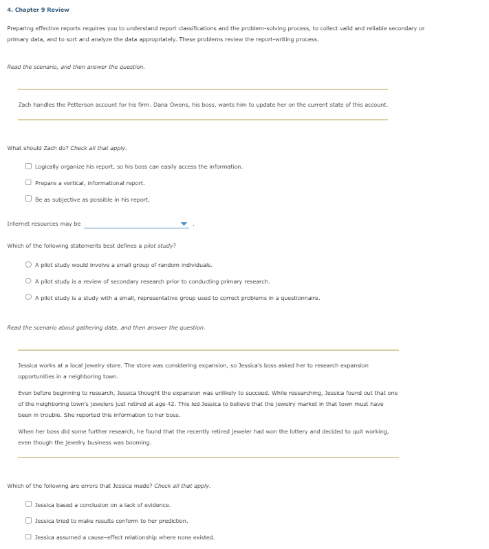 Read the scenario about gathering data, and then