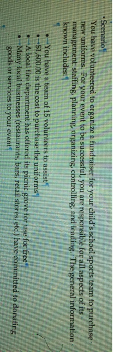 - Scenario You have volunteered to organize a