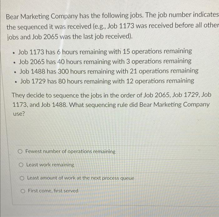 Question 10 1 pts Bear Marketing Company received
