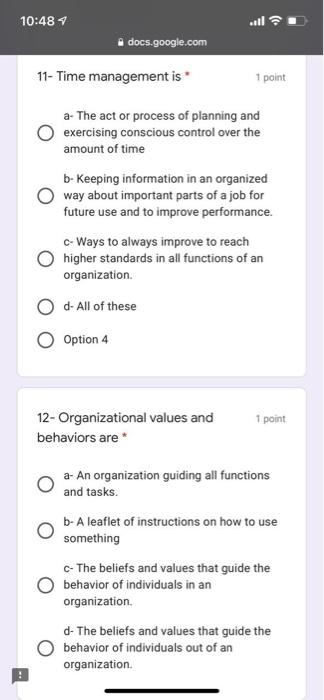 10:48 4 docs.google.com 11- Time management is 1