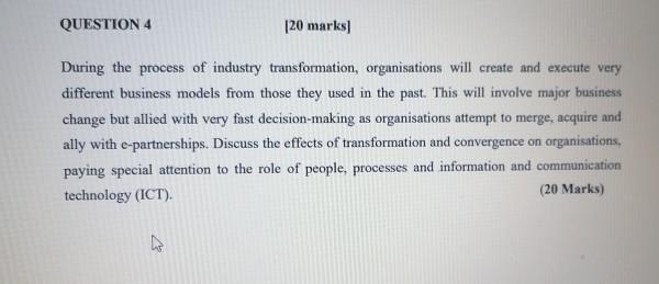 QUESTION 4 120 marks) During the process of