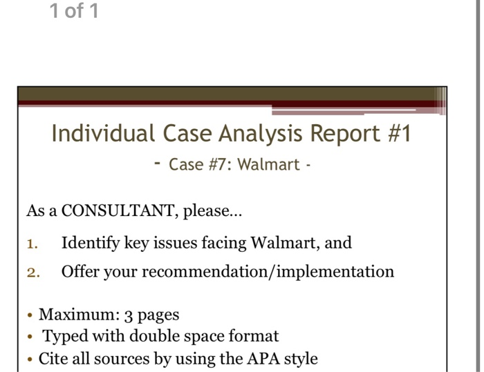 1 of 1 Individual Case Analysis Report #1 Case