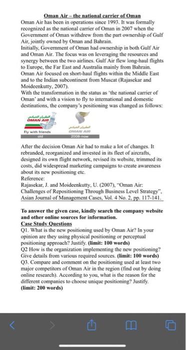 Oman Air - the national carrier of Oman Oman Air