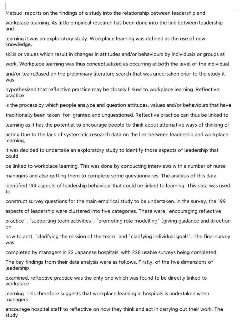 Matsuo reports on the findings of a study into