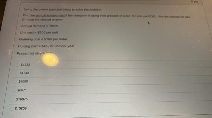 16 Using the givens provided below to save the