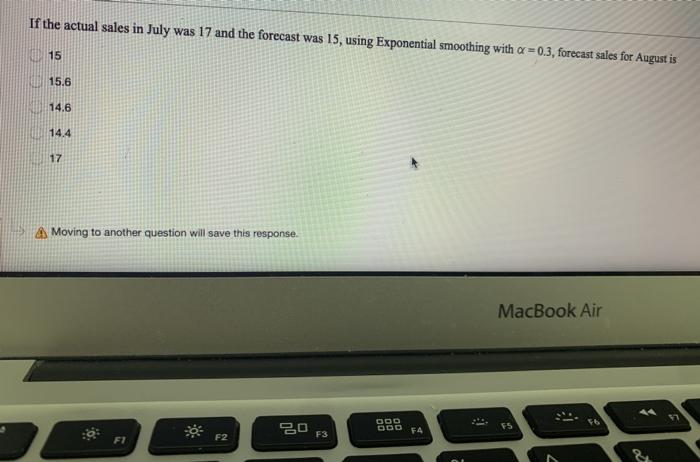 If the actual sales in July was 17 and the